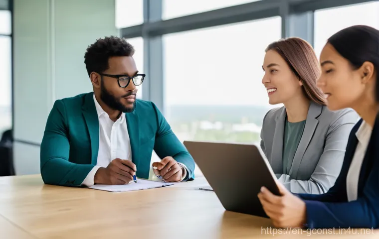 친환경건설기사 필기시험 단기 합격 비법 - **Prompt:** A diverse group of three young professionals (two women and one man, all in their late 2...